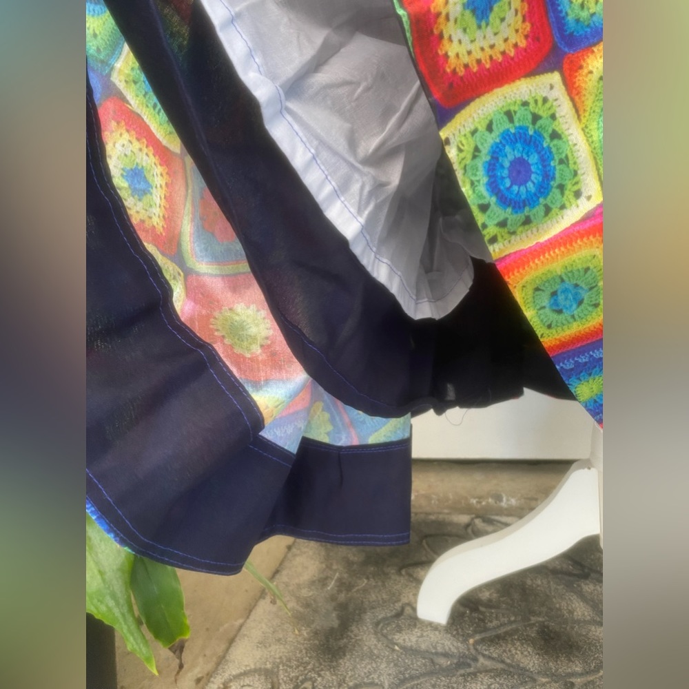 Patchwork Granny Square Print Full Lined Skirt - image 7